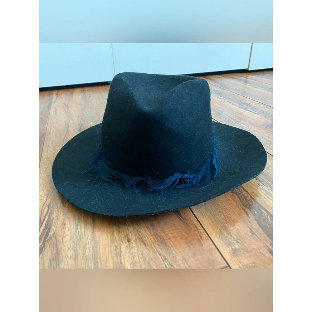 Zadig & Voltaire Deluxe Black 100% Wool Steva Fedora Hat